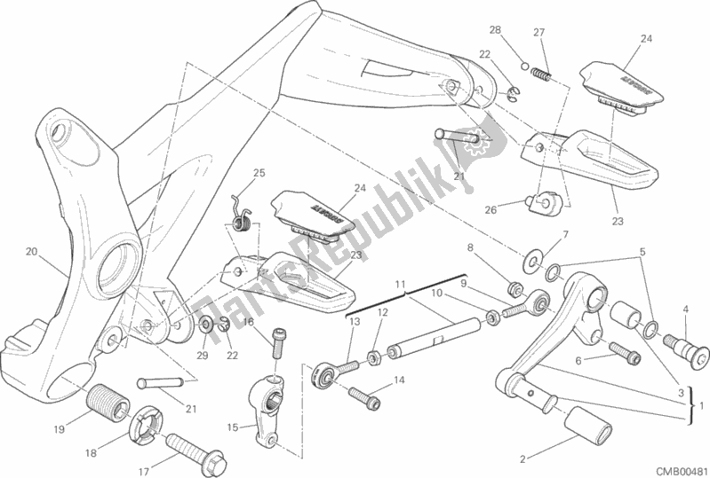 Toutes les pièces pour le Repose-pieds, Gauche du Ducati Monster 821 Dark 2017